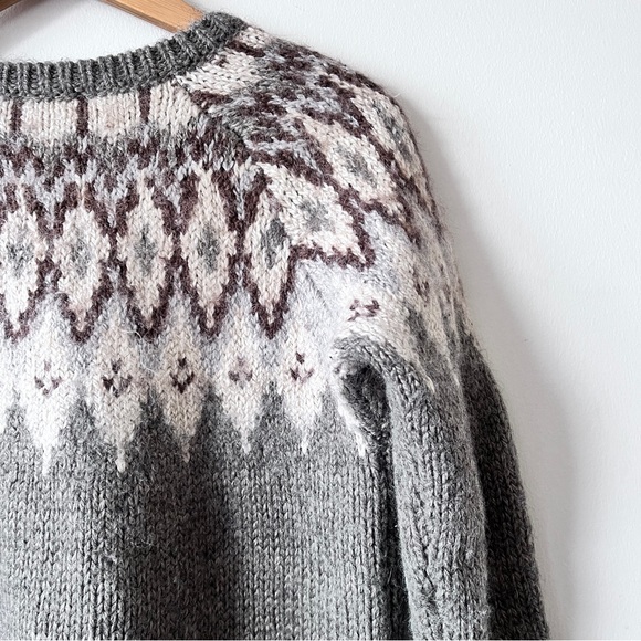 J. Jill Cabincore Gray Fair Isle Pullover Cozy Knit Sweater Size S - Picture 11 of 13